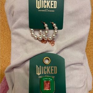 Wicked themed ring and Green Earrings